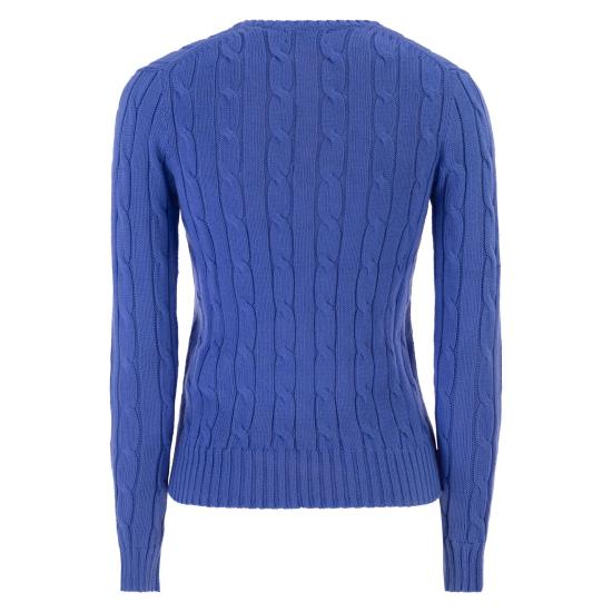 26SS 폴로 랄프로렌 포니로고 피마 코튼 케이블 니트 V넥 스웨터 211971870 BLUETTE - POLO RALPH LAUREN