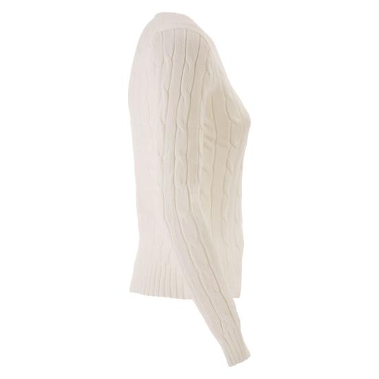  폴로 랄프로렌 포니로고 피마 코튼 케이블 니트 V넥 스웨터 211971870 WHITE - POLO RALPH LAUREN