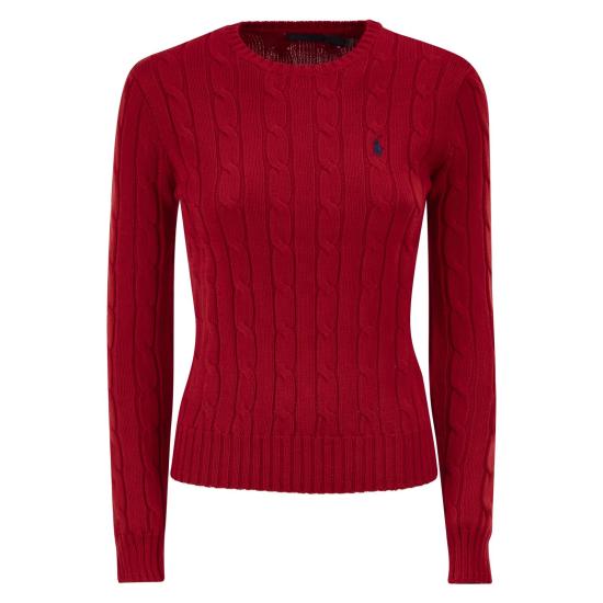 26SS 폴로 랄프로렌 포니 로고 피마코튼 케이블 니트 스웨터 211971869 RED