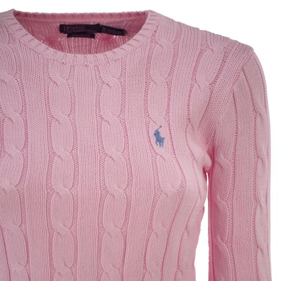  폴로 랄프로렌 포니 로고 피마코튼 케이블 니트 스웨터 211971869 PINK - POLO RALPH LAUREN