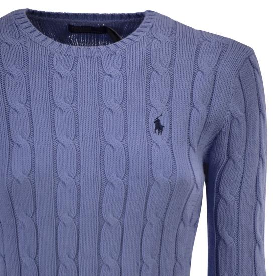  폴로 랄프로렌 포니 로고 피마코튼 케이블 니트 스웨터 211971869 LIGHT BLUE - POLO RALPH LAUREN