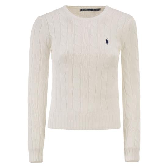  폴로 랄프로렌 포니 로고 피마코튼 케이블 니트 스웨터 211971869 WHITE