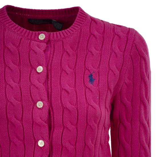26SS 폴로 랄프로렌 폴로 자수 케이블 니트 가디건 211971868 FUCHSIA - POLO RALPH LAUREN