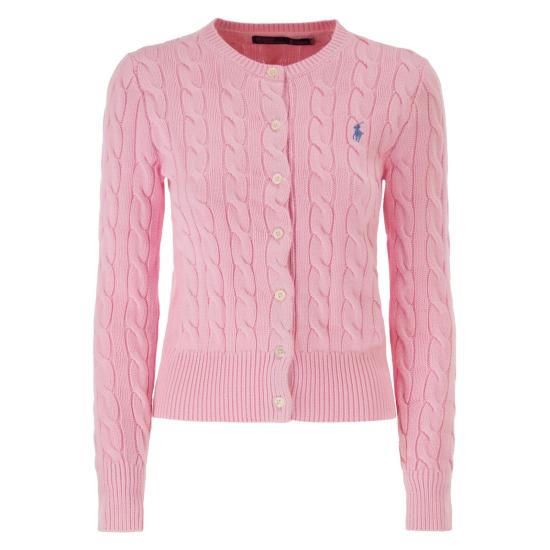  폴로 랄프로렌 폴로 자수 케이블 니트 가디건 211971868 PINK