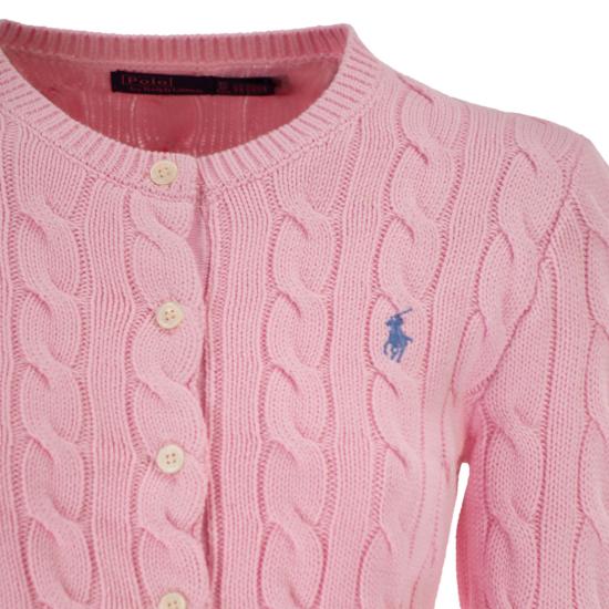  폴로 랄프로렌 폴로 자수 케이블 니트 가디건 211971868 PINK - POLO RALPH LAUREN