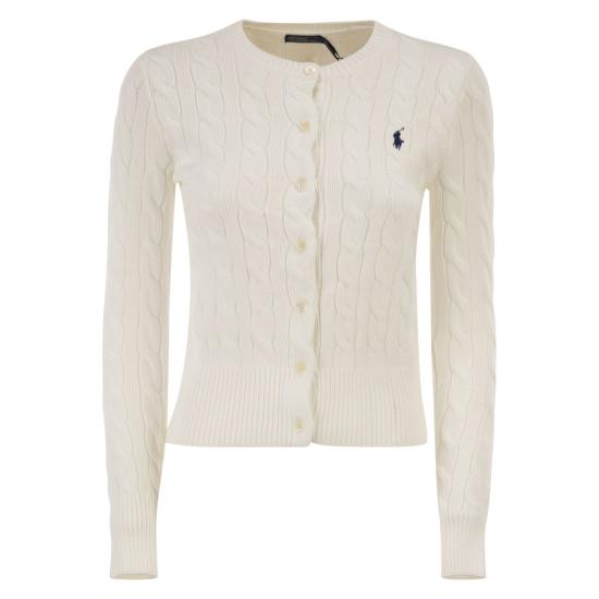 폴로 랄프로렌 폴로 자수 케이블 니트 가디건 211971868 WHITE