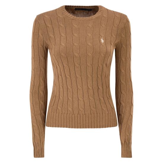  폴로 랄프로렌 폴로 자수 케이블 니트 스웨터 211971795 CAMEL