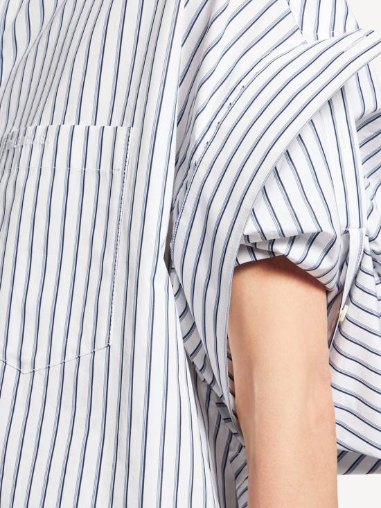 26SS 발렌시아가 턱드 슬리브 셔츠 857833 TTM33 9086 WHITE BLUE - BALENCIAGA