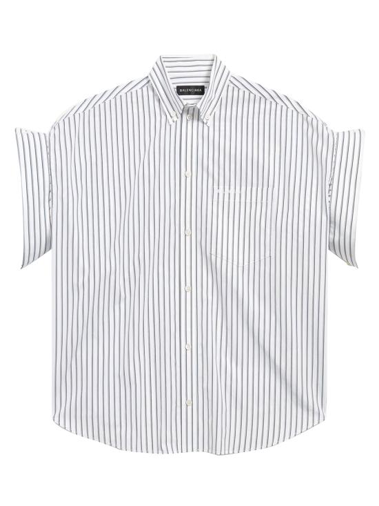 26SS 발렌시아가 턱드 슬리브 셔츠 857833 TTM33 9086 WHITE BLUE