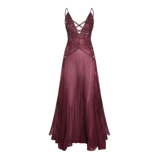 26SS Nissa 롱 원피스 RRS16319BURGUNDY Black
