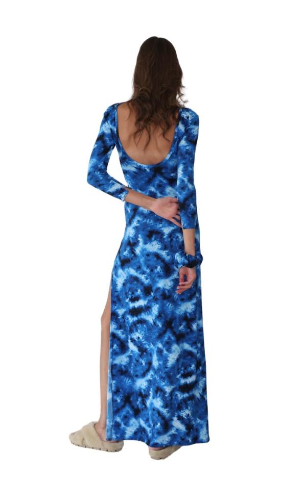 25SS Hawa Made From Love 롱 원피스 블루 추상 마하 드레스 - HAWA MADE FROM LOVE