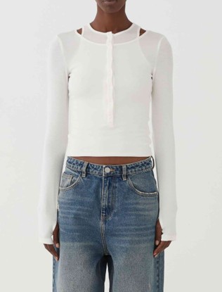 26SS 엘레 긴팔 티셔츠 SS260253 BIANCO - ELEH