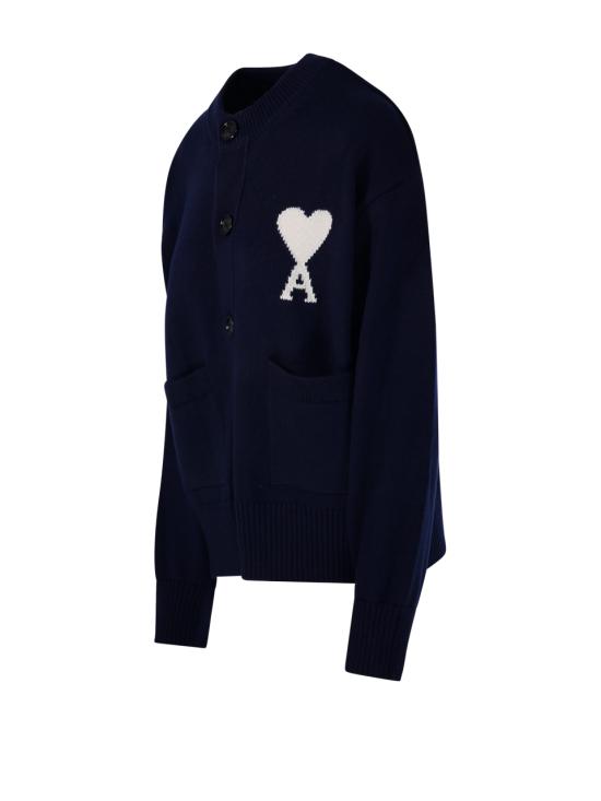 26SS 아미 ADC 울 크루넥 하트 가디건 UKC381 KN0156 A116 INK ECRU DOM - AMI