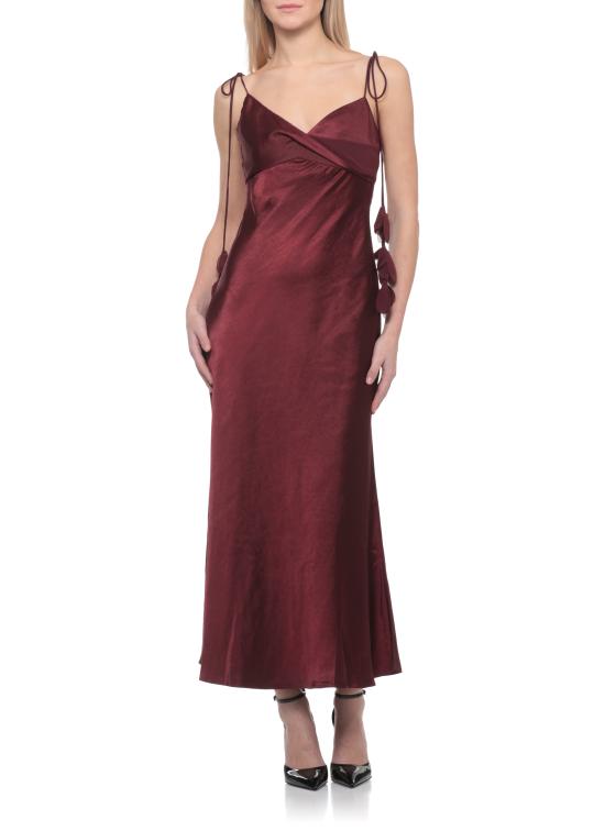 26SS 셀프 포트레이트 미디 원피스 RS26218MBU BURGUNDY SATINBURGUNDY Bordeaux - SELF PORTRAIT