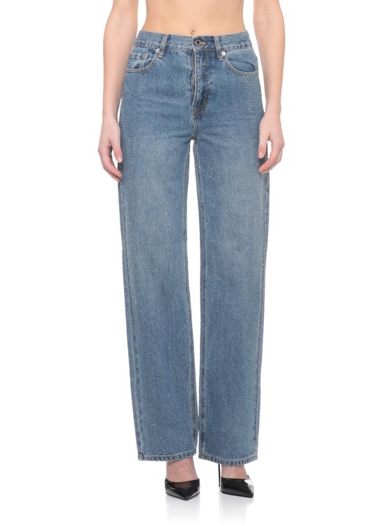 26SS 셀프 포트레이트 데님 팬츠 RS26813PABL RHINESTONE DENIMBLUE Blue - SELF PORTRAIT