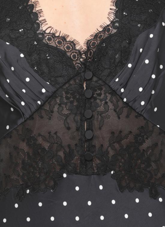 26SS 셀프 포트레이트 미디 원피스 RS26176XAB POLKA DOT SATIN LACEBLACK WHIT Black - SELF PORTRAIT