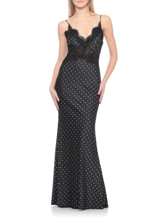 26SS 셀프 포트레이트 미디 원피스 RS26176XAB POLKA DOT SATIN LACEBLACK WHIT Black - SELF PORTRAIT