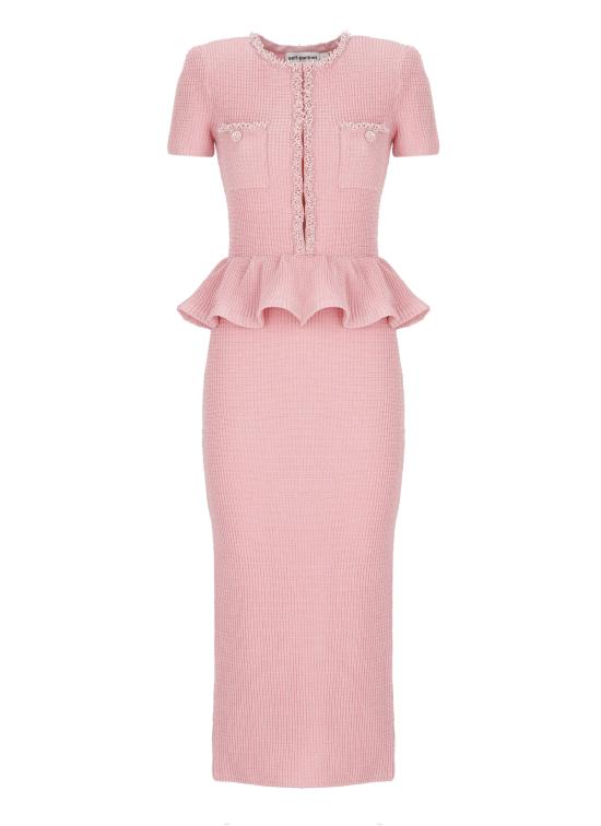 26SS 셀프 포트레이트 미디 원피스 RS26106MP PINK PEPLUM KNITPINK Pink