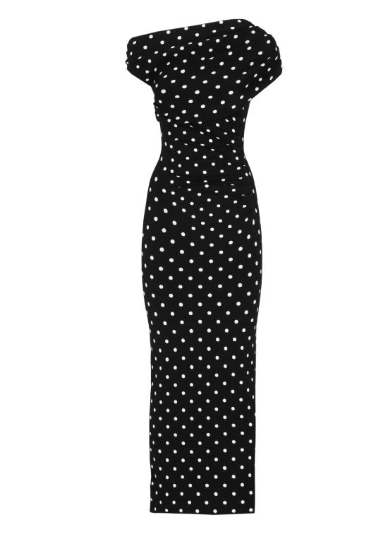 26SS 셀프 포트레이트 미디 원피스 RS26108MAB POLKA DOT DRAPEDBLACK WHITE Black
