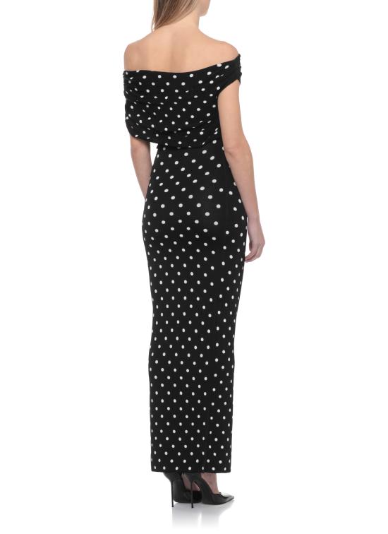 26SS 셀프 포트레이트 미디 원피스 RS26108MAB POLKA DOT DRAPEDBLACK WHITE Black - SELF PORTRAIT
