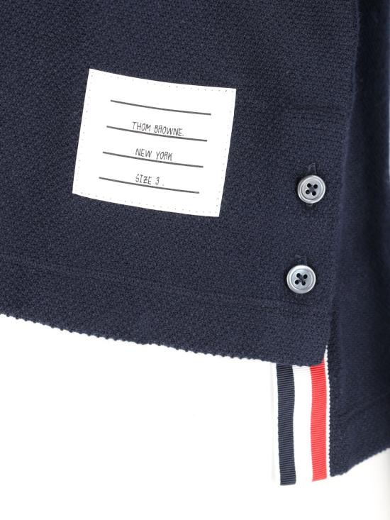  톰브라운 텍스쳐드 피케 4바 롱슬리브 폴로셔츠 MJP234A J0248 415 Blue - THOM BROWNE