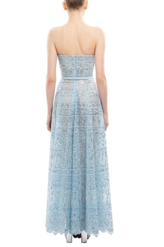  사이드 코베이시 롱 원피스 스트랩리스 비즈 장식 튤 드레스 - SAIID KOBEISY