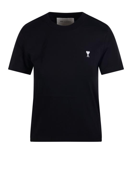 26SS 아미 스몰 하트 로고 코튼 크롭 티셔츠 FTS347724045 BLACK WHITE CREAM DOM