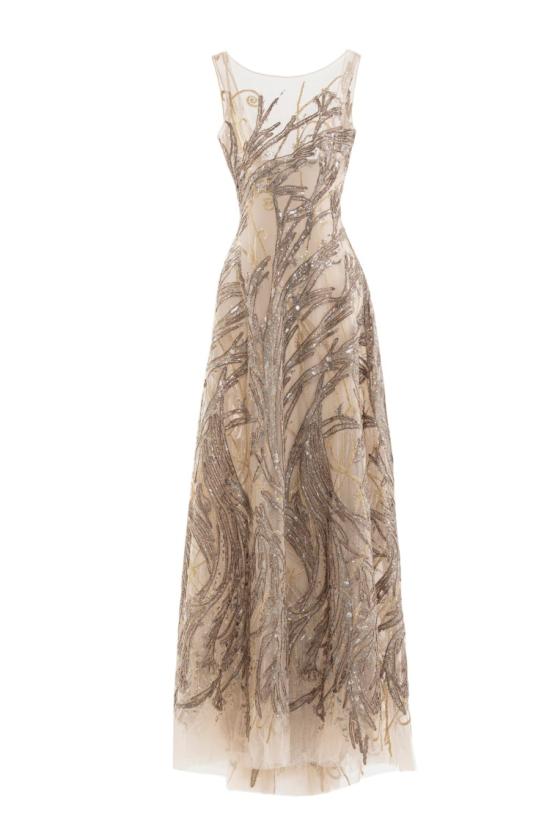  사이드 코베이시 롱 원피스 리본 장식 케이프가 달린 자수 롱 드레스