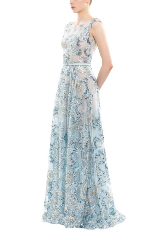  사이드 코베이시 롱 원피스 자수 장식 튤 소재 롱 드레스 - SAIID KOBEISY