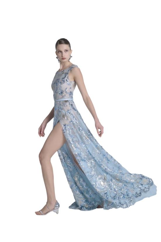  사이드 코베이시 롱 원피스 자수 장식 튤 소재 롱 드레스 - SAIID KOBEISY