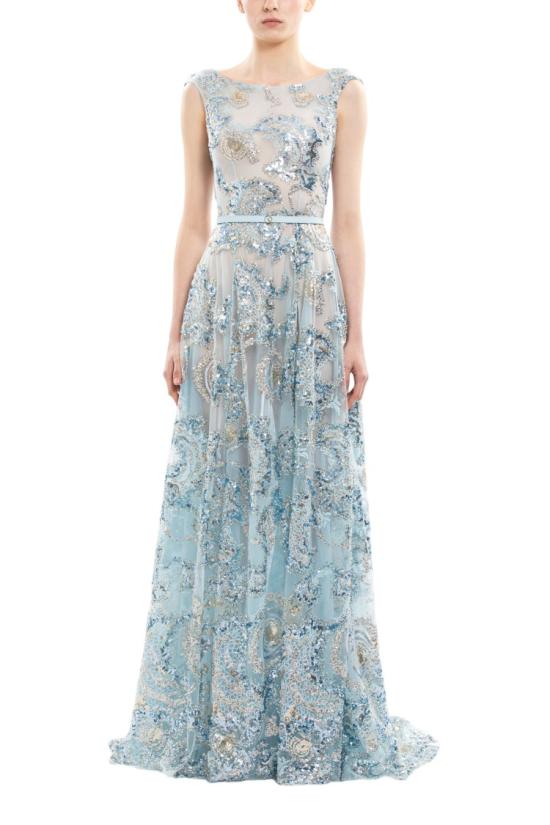  사이드 코베이시 롱 원피스 자수 장식 튤 소재 롱 드레스 - SAIID KOBEISY