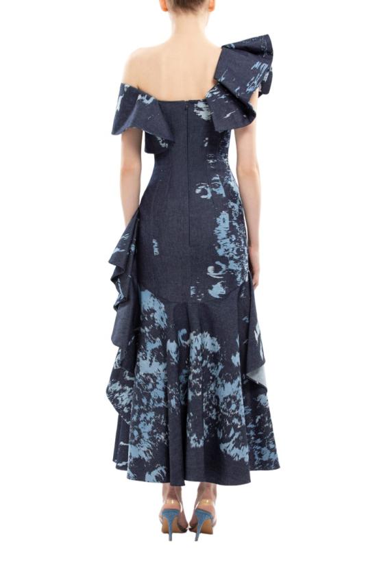  사이드 코베이시 롱 원피스 레이어드 프린트 데님 미디 드레스 - SAIID KOBEISY