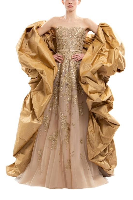  사이드 코베이시 롱 원피스 자수 스트랩리스 드레스 - SAIID KOBEISY