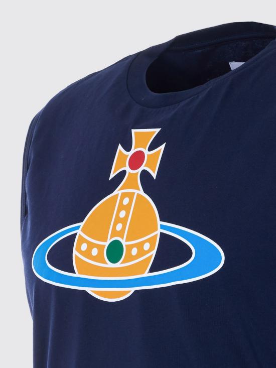 26SS 비비안웨스트우드 반팔 티셔츠 2G01000FJ001M K410 Blue - VIVIENNE WESTWOOD