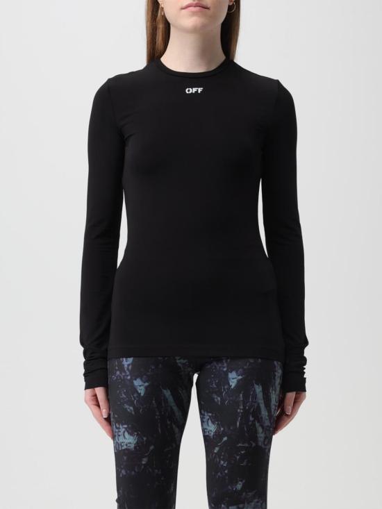 26SS 오프화이트 긴팔 티셔츠 OWAD136C99JER005 1001 Black