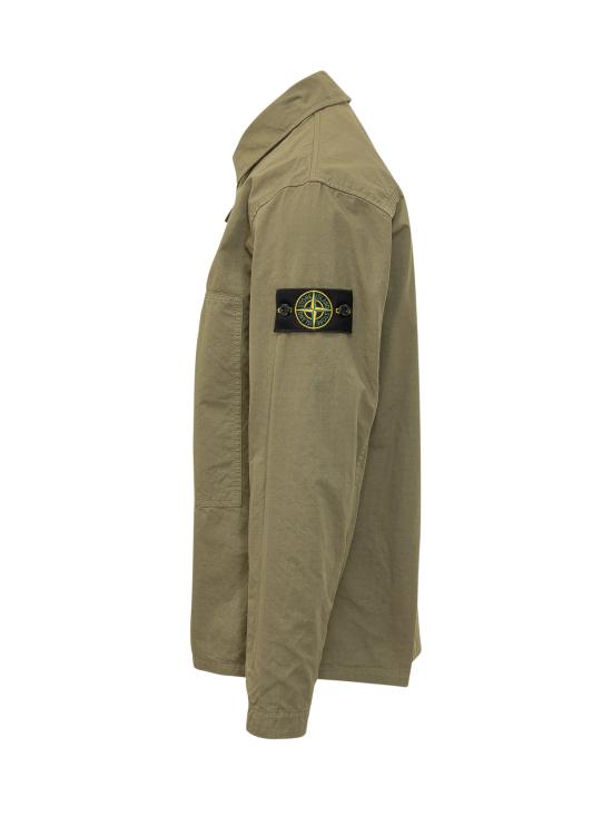 26SS 스톤 아일랜드 머서라이즈드 오가닉 코튼 립스탑 컴포트핏 집업 오버셔츠 L1S15 1200005 S0298 V005G MILITARY GREEN DOM - STONE ISLAND