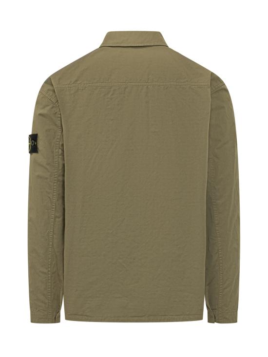26SS 스톤 아일랜드 머서라이즈드 오가닉 코튼 립스탑 컴포트핏 집업 오버셔츠 L1S15 1200005 S0298 V005G MILITARY GREEN DOM - STONE ISLAND