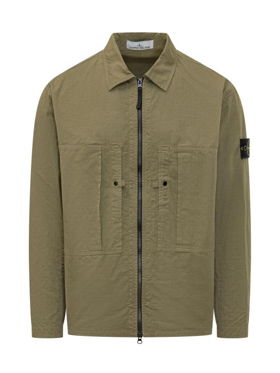 26SS 스톤 아일랜드 머서라이즈드 오가닉 코튼 립스탑 컴포트핏 집업 오버셔츠 L1S15 1200005 S0298 V005G MILITARY GREEN DOM