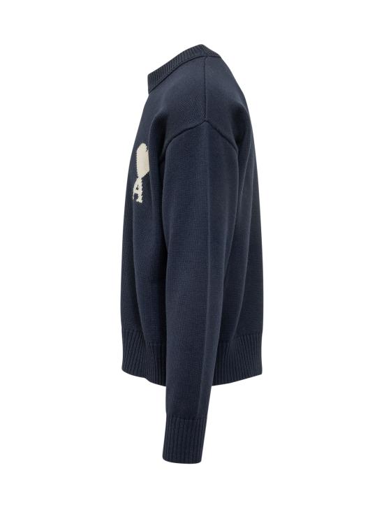 26SS 아미 ADC 울 & 코튼 크루넥 하트 스웨터 UKS859KN0156 A116 ENCRE ECRU - AMI