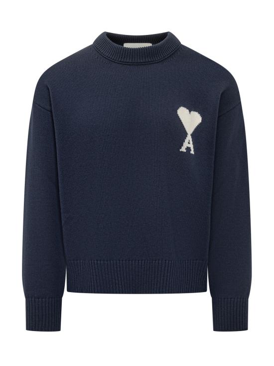 26SS 아미 ADC 울 & 코튼 크루넥 하트 스웨터 UKS859KN0156 A116 ENCRE ECRU