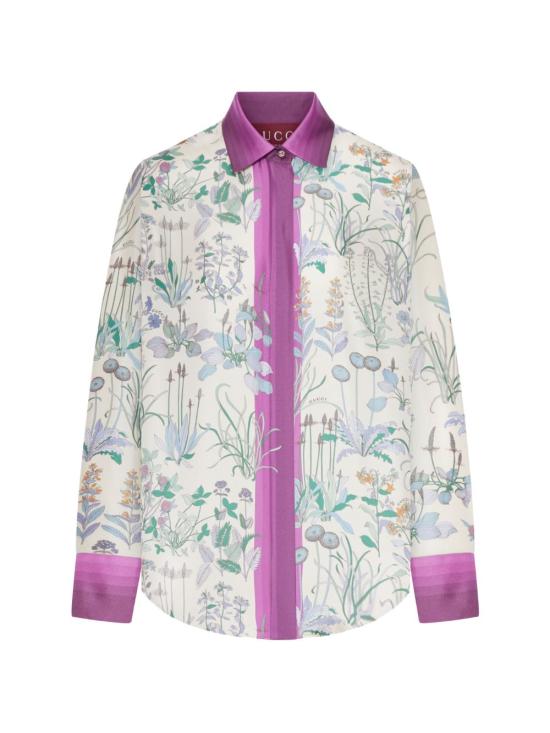 26SS 구찌 프린트 실크 트윌 셔츠 856092ZAUK79224 IVORY PRINT