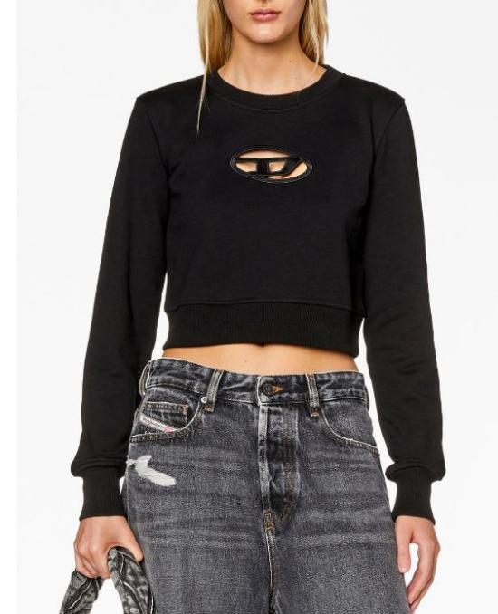 25FW 디젤 F 슬리미 Od 컷아웃 로고 크롭 스웨트셔츠 A099310GRAC9XX BLACK - DIESEL