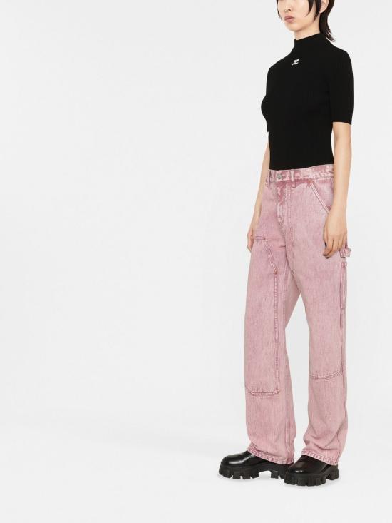  쿠레쥬 리에디션 니트 탑 숏슬리브 PERMPU026 FI00019999 BLACK - COURREGES