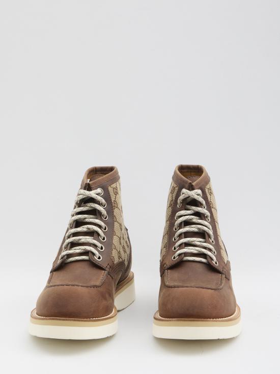 25FW 구찌 라운드 토 레이스업 앵클 부츠 831149AAEZE2541 BROWN - GUCCI