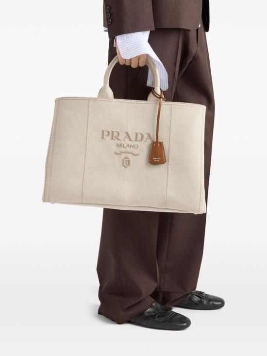25FW 프라다 자르디니에르 엑스트라 라지 리넨 블렌드 토트백 2VG1312CX9VOOOF0018 BEIGE - PRADA