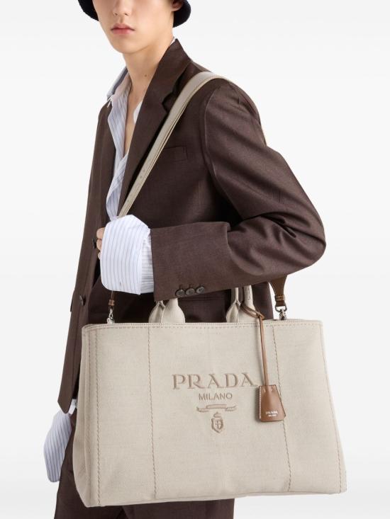 25FW 프라다 자르디니에르 엑스트라 라지 리넨 블렌드 토트백 2VG1312CX9VOOOF0018 BEIGE - PRADA