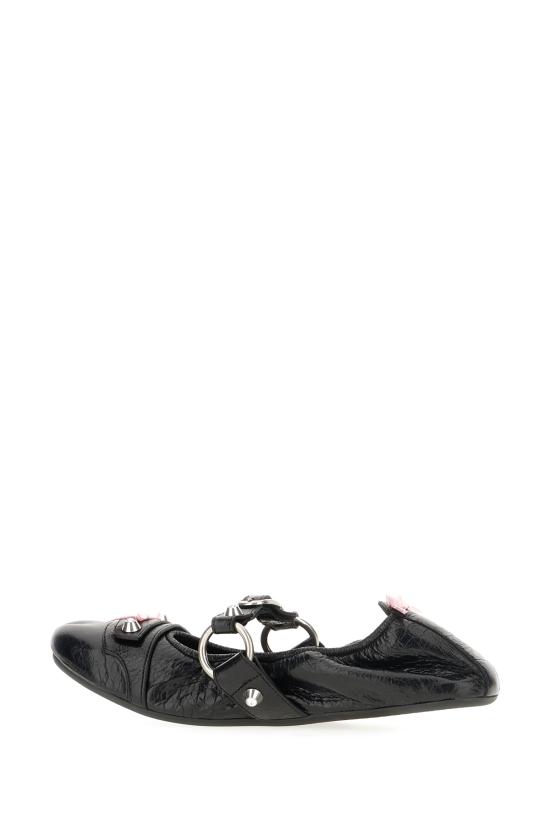 26SS 발렌시아가 플랫 슈즈 864665WZD41 1580 BLK ROSE POUDRE SLVR - BALENCIAGA