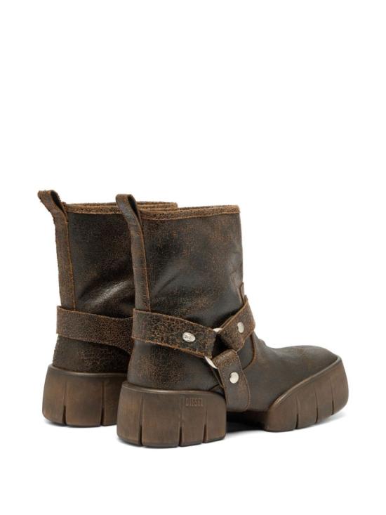 26SS 디젤 D-텍스 바이커 부츠 크랙 레더 Y03906 P7674 HB490 Brown - DIESEL