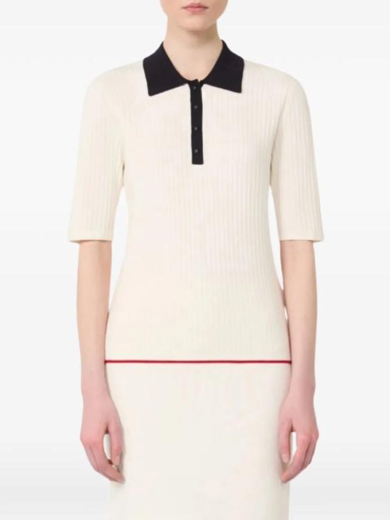 26SS 막스마라 스튜디오 폴로 티셔츠 OSCURI009 White - MAX MARA STUDIO