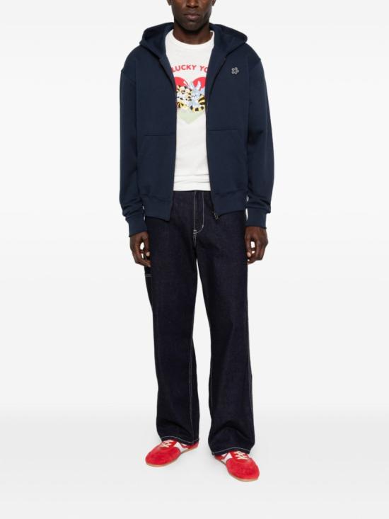 26SS 겐조 와일드 타이거 엠브로이더드 후드 티셔츠 FG55HO2034MJ 76 Blue - KENZO